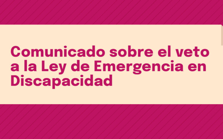 Comunicado sobre el veto a la Ley de Emergencia en Discapacidad