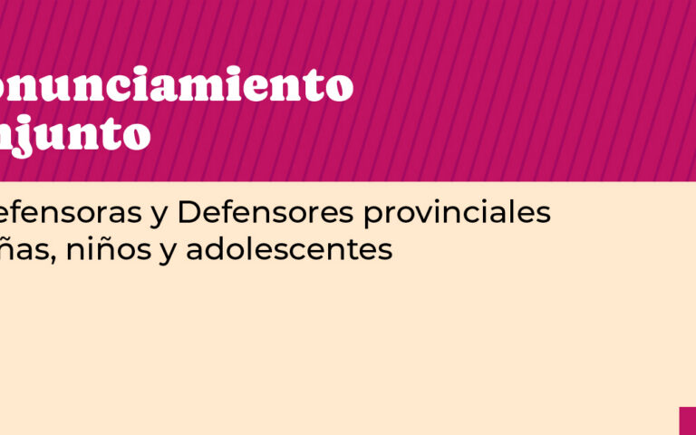 PRONUNCIAMIENTO CONJUNTO DE DEFENSORAS Y DEFENSORES PROVINCIALES DE NIÑAS, NIÑOS Y ADOLESCENTES.